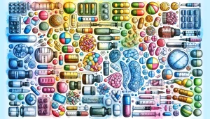 This watercolor image beautifully captures the diversity and intricacy of pharmaceutical classifications in nursing. Pain relievers, blood pressure regulators, blood thinners, bacterial fighters, and glucose regulators are all artistically depicted with vibrant colors and intricate details. The artwork serves as a visual reminder of the importance of understanding these medications for safe and quality healthcare delivery.